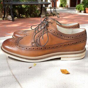 Kenneth Cole Wingtip Brogue Leather Shoes Brown Techni Cole 8.5M Dress‎ Oxford